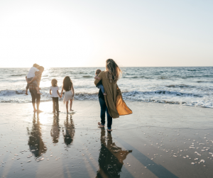 Family on beach