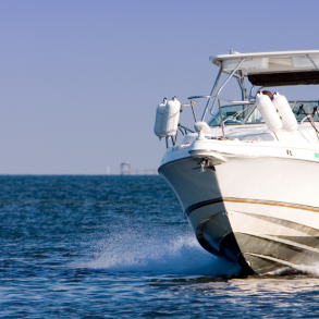 Boat cruising through water