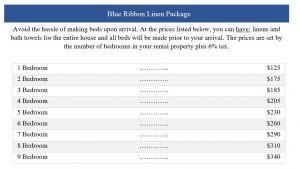 linen package pricing chart