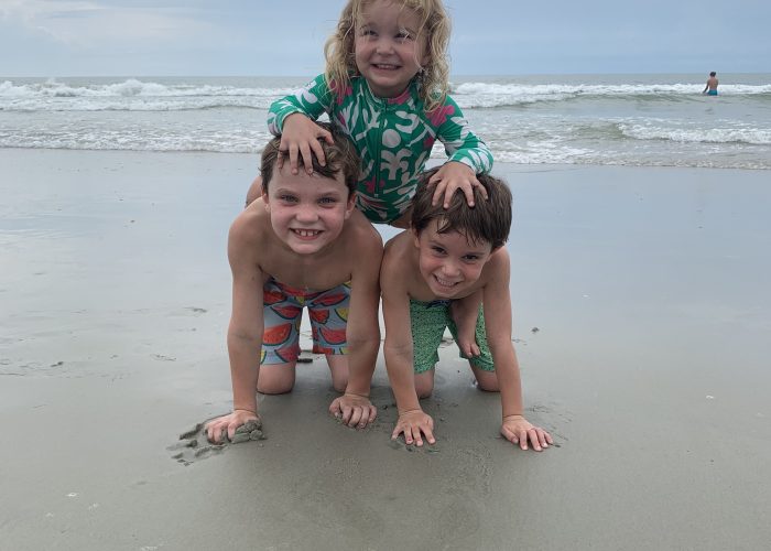 Children playing on the beach.