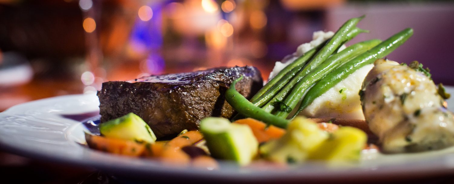 Closeup shot of a gourmet vegetable steak dish