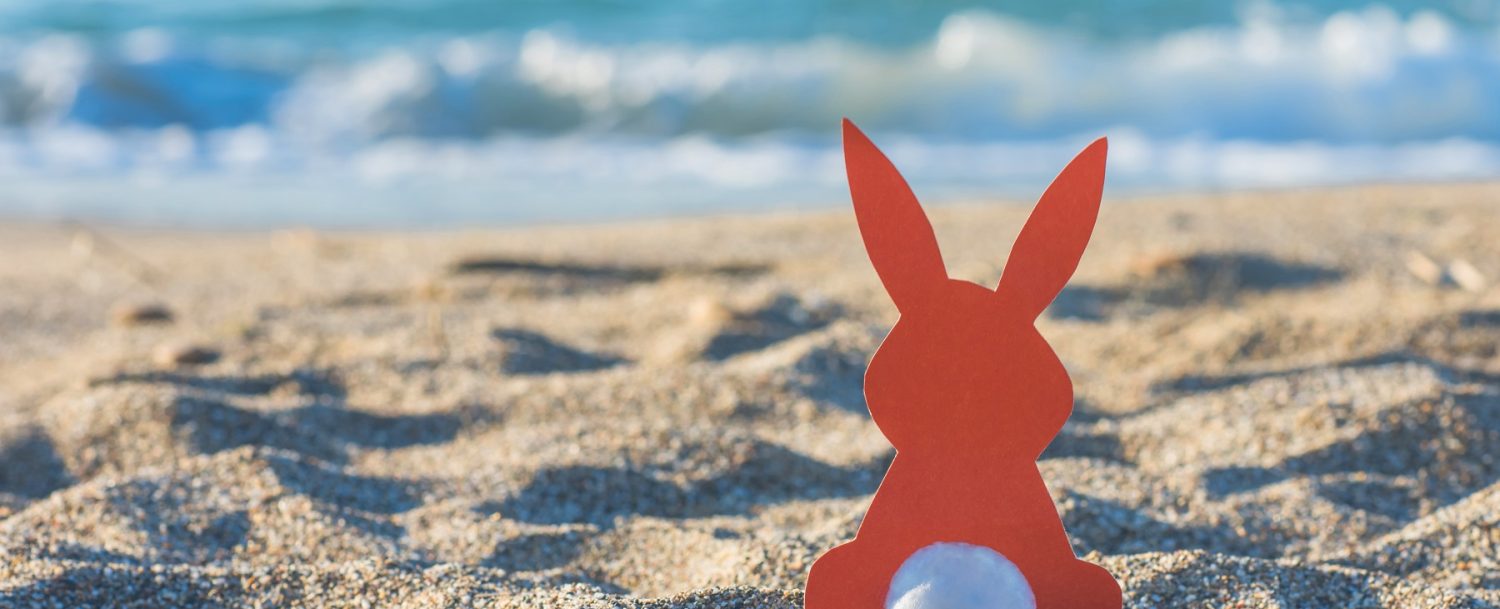 Easter bunny on the beach.