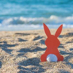Easter bunny on the beach.