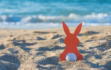 Easter bunny on the beach.
